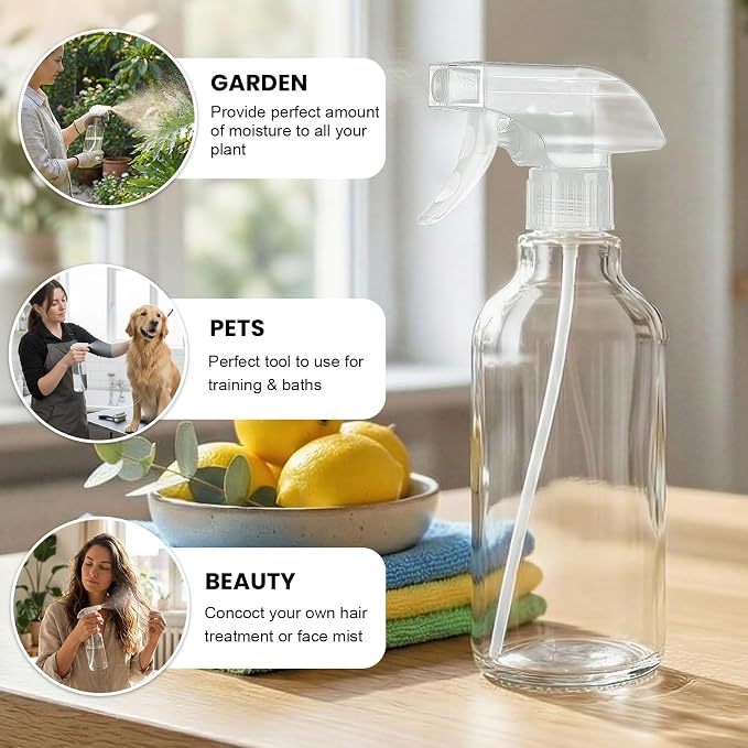 Glass Spray Bottles 16.9oz Empty Spray Bottle Mist/Stream Spraying Small - Image 6