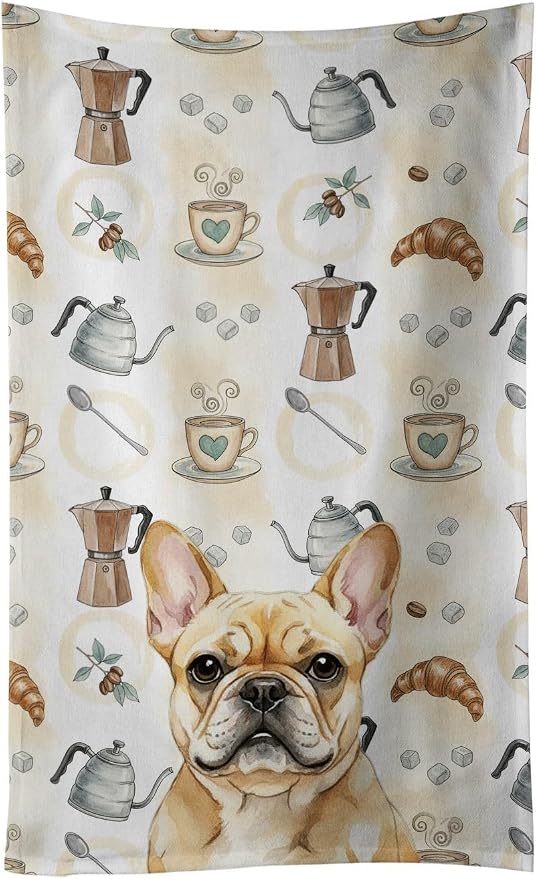 Caroline's Treasures Fawn French Bulldog Coffee Bar Kitchen Towel Velour Plush by CarolinesTreasures