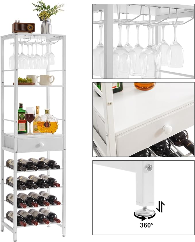 IBUYKE Wine Rack Freestanding Floor, Bar Cabinet - Image 5