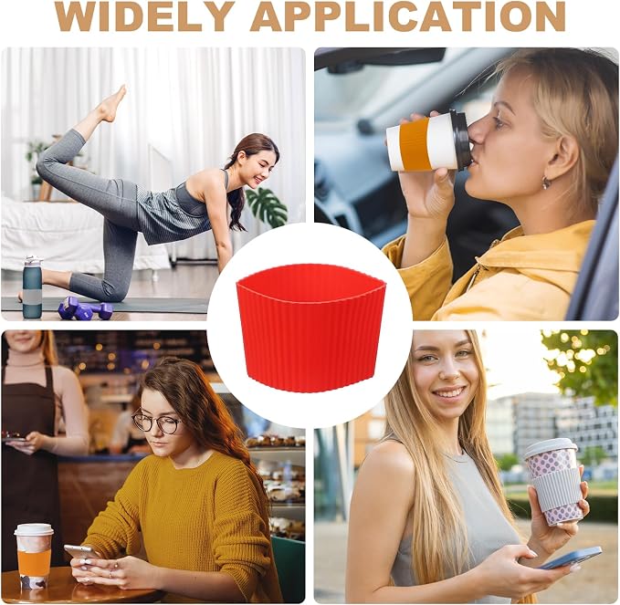 uxcell 6Pack Coffee Cup Sleeves, Reusable Silicone Heat Resistant Cup - Image 6