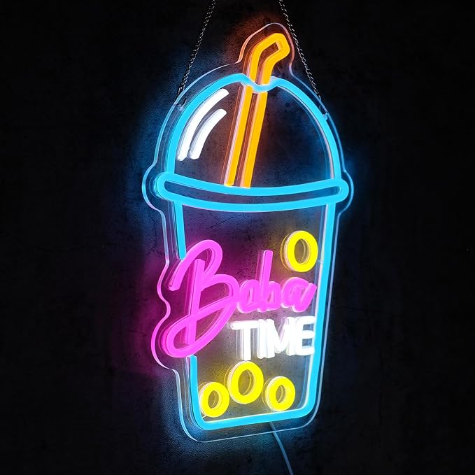 Boba Time Neon Sign for Wall Decor Dimmable Boba Tea Led Light Signs Bubble Tea - Image 2