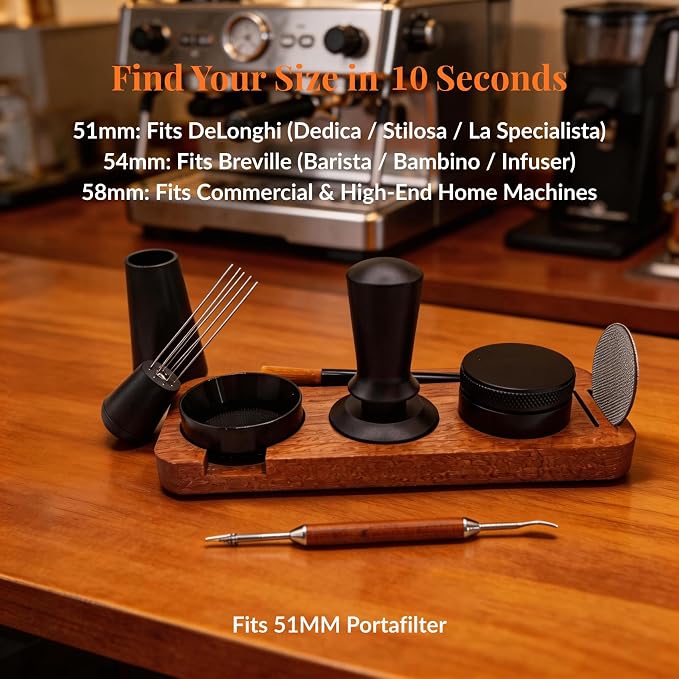 8PCS Espresso Accessories Kit, 51mm Espresso Tamper Tool Coffee Tamper Set - Image 2
