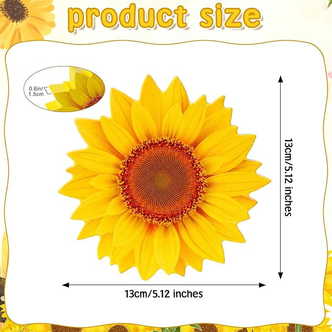 3 Pcs Sunflower Tabletop Decor Set, 0.6” Thick Rustic Wooden Sunflower Cutout - Image 2