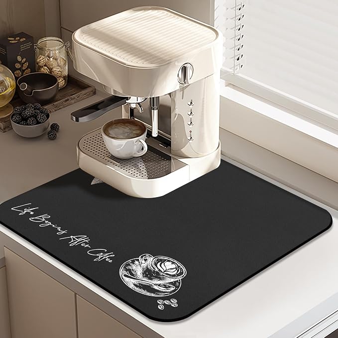 Coffee Mat - Fashion Absorbent Drying Mat Waterproof Protects Kitchen - Maker by Vehcimbev