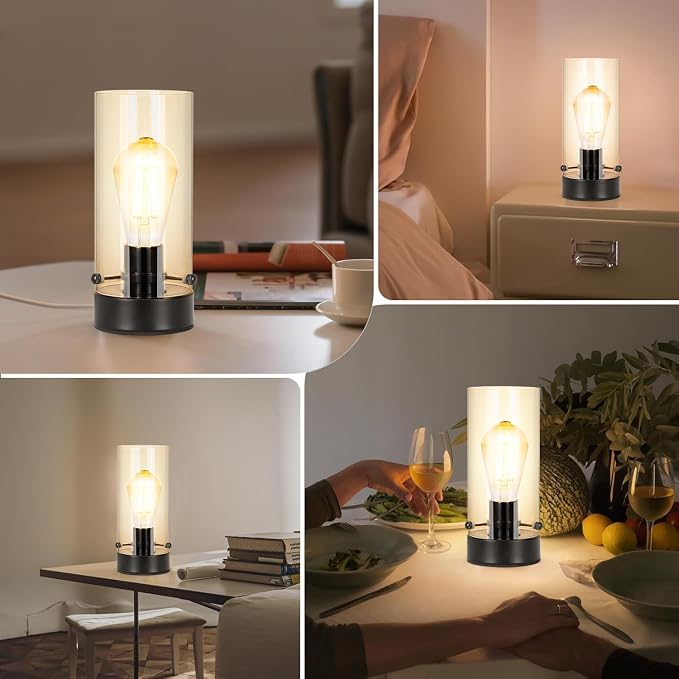 Table Lamp for Bedroom, Modern Glass Lamp Bedside Table Lamps for Night Stands - Image 6