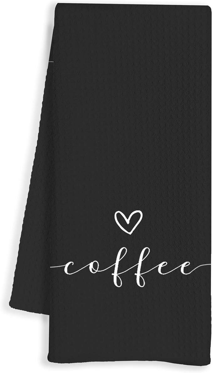 Black Coffee Kitchen Towels, Coffee Lovers Gifts, 16x24 Inch by Unknown