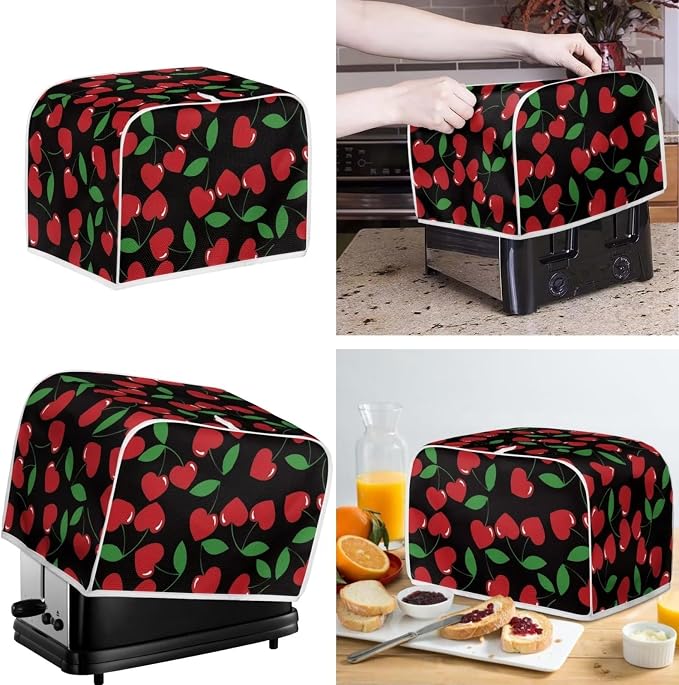 doginthehole Cherry Toaster and Blender Dust Covers Set, 2 Slice Toaster and - Image 2