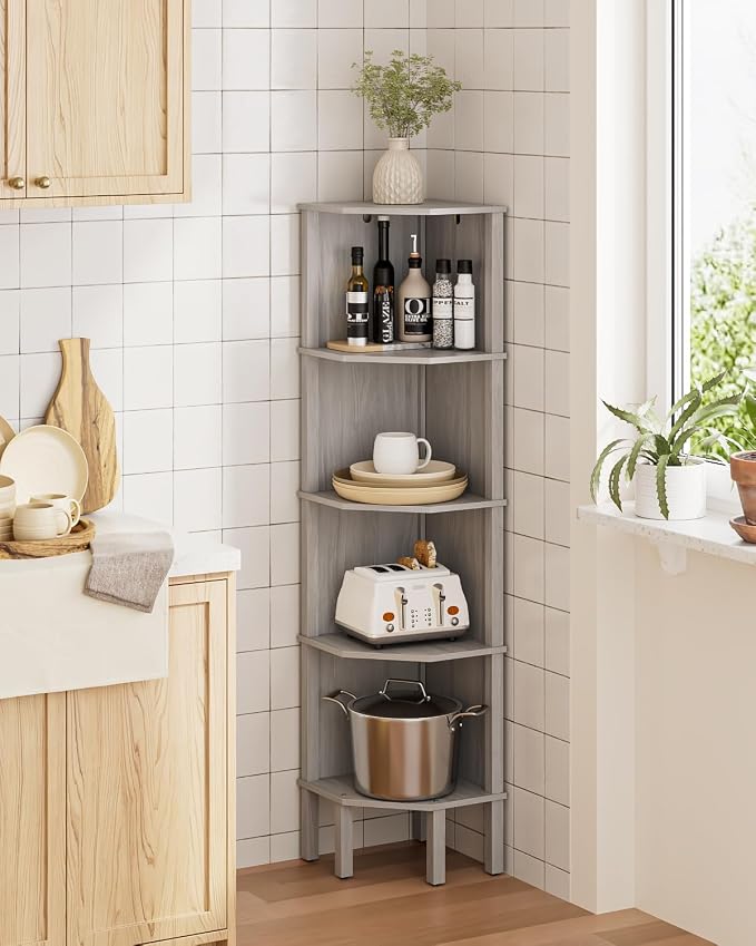 Corner Shelf, 5 Tier Corner Bookshelf, Display Corner Shelf Stand - Image 6