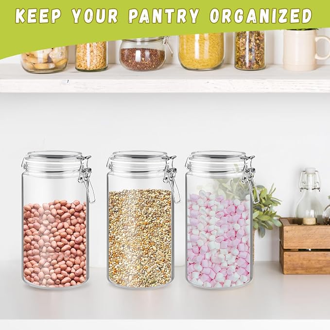 3 Pcs Plastic Sealed Storage Jars Empty Clear Food Storage Container - Image 3