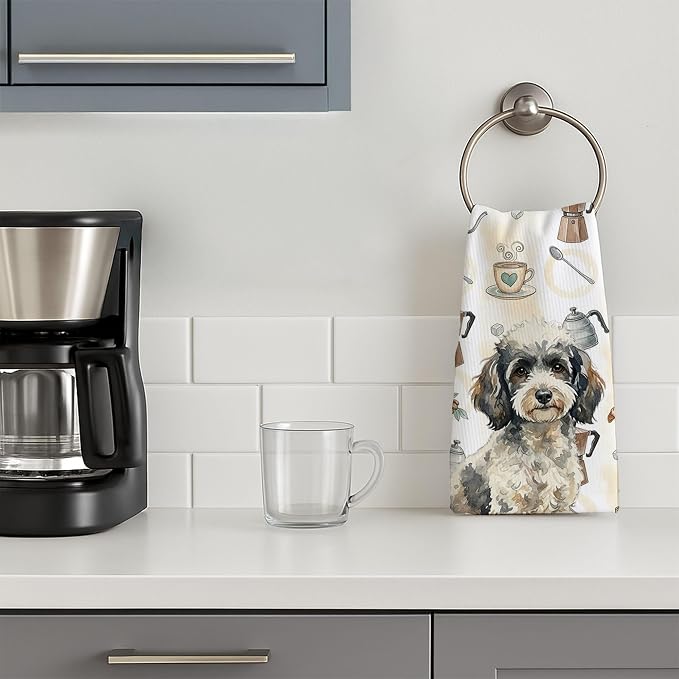 Caroline's Treasures Toy Parti Poodle Coffee Bar Kitchen Towel Velour Plush - Image 3