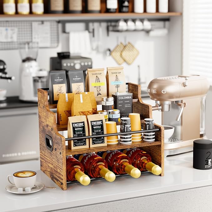 KLM 4-Tier Wood Display Shelf, Countertop Bar Stand - Image 4