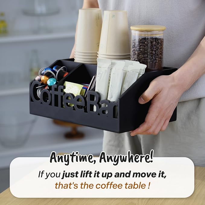 Coffee Bar Organizer Countertop, Wood Tea & Coffee Pod Station Caddy, Coffee - Image 6