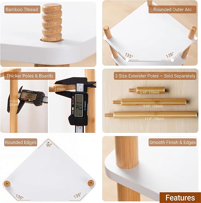 2-Tier Expandable Bamboo Corner Shelf - Image 4