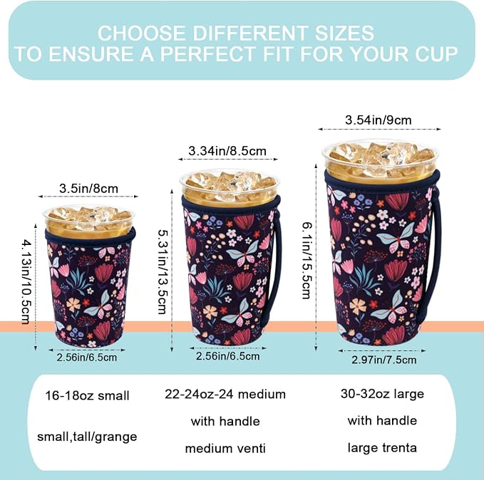 KJQJLY 3 Reusable Iced Coffee Sleeves - Image 2