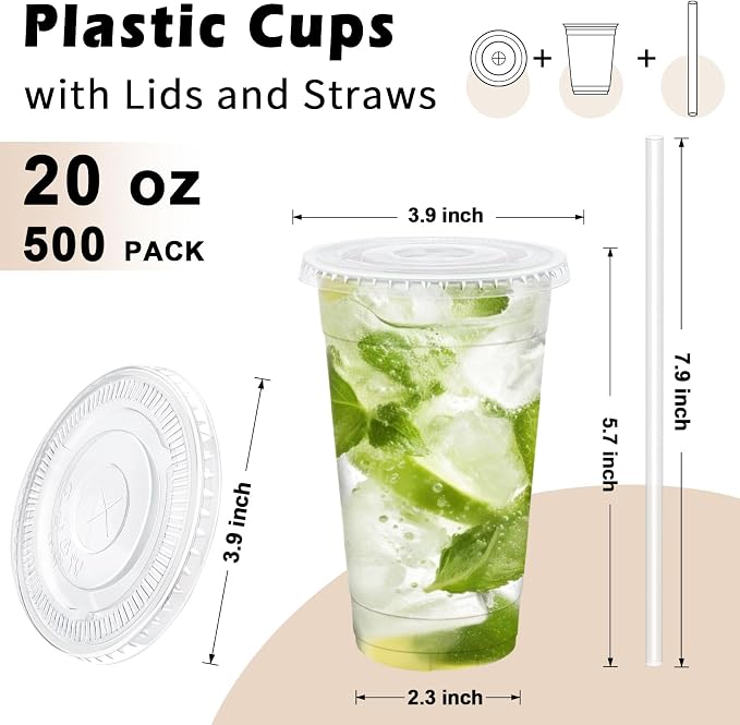 Lamosi 500Pack 20 oz Clear Plastic Cups - Image 2