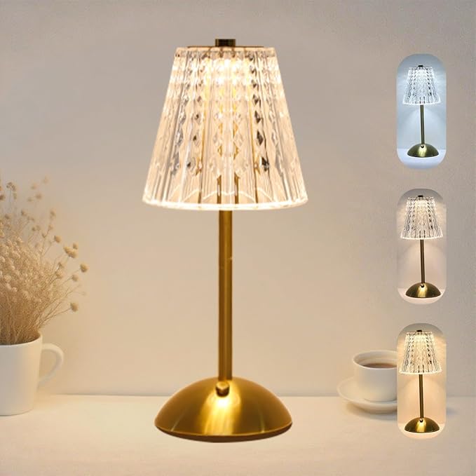 Crystal Table Lamp, 5000mAh Rechargeable Battery Lamp by Unknown