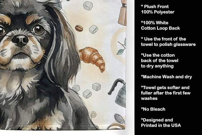 Caroline's Treasures Black and Tan Tibetan Spaniel Coffee Bar Kitchen Towel - Image 4