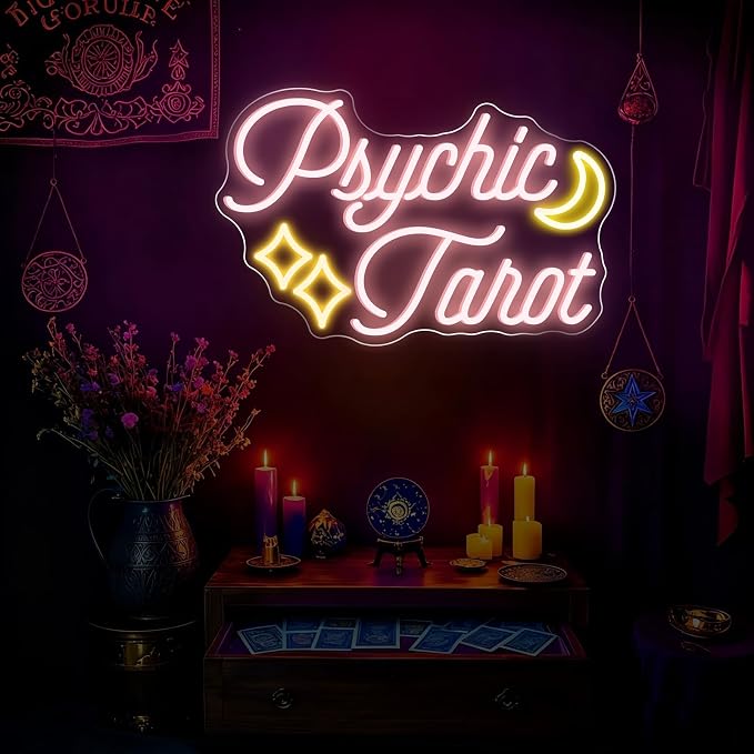Psychic Tarot Neon Sign With Moon Star - Image 6