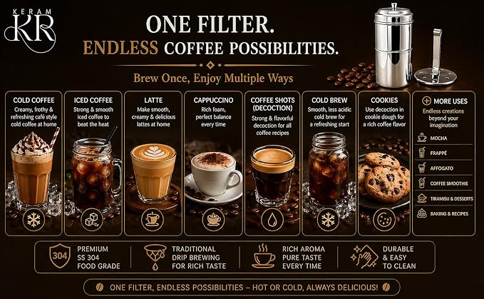 KERAM Coffee Filters Indian Style Small Drip Coffee Maker South Indian 150 ml 2 - Image 5