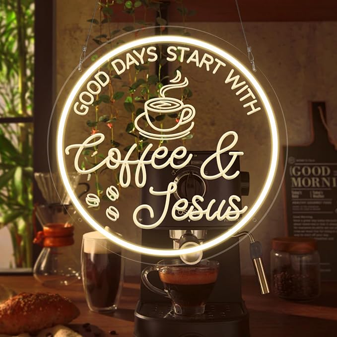 Coffee Bar Neon Sign, Warm White LED Coffee Light by BCXIEPU