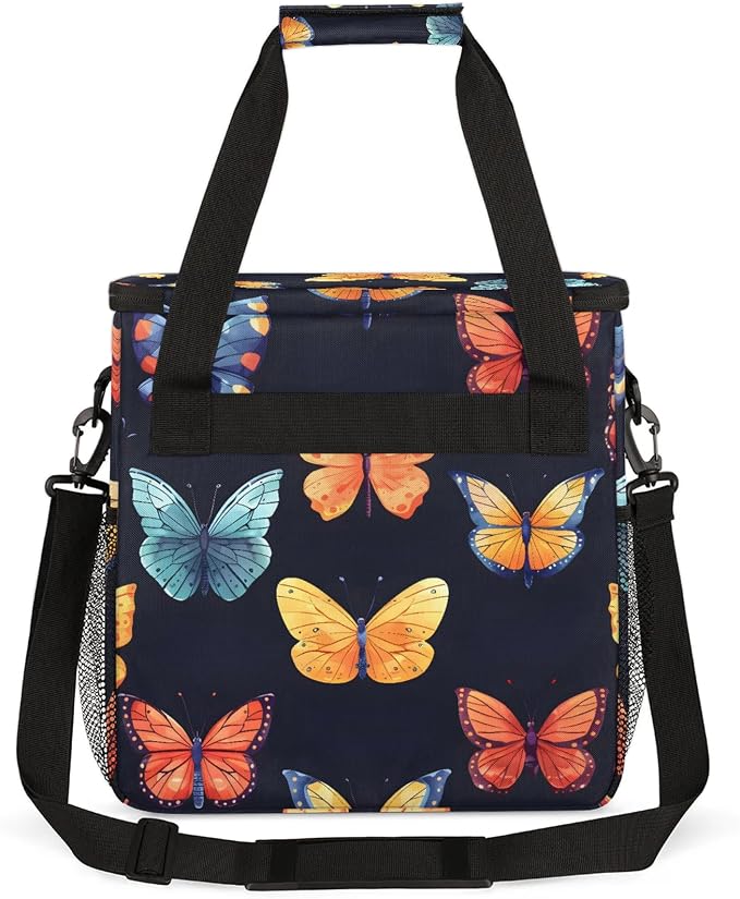 Butterflies Coffee Maker Carring Bag, Large Insulated Storage Organizer Case - Image 5