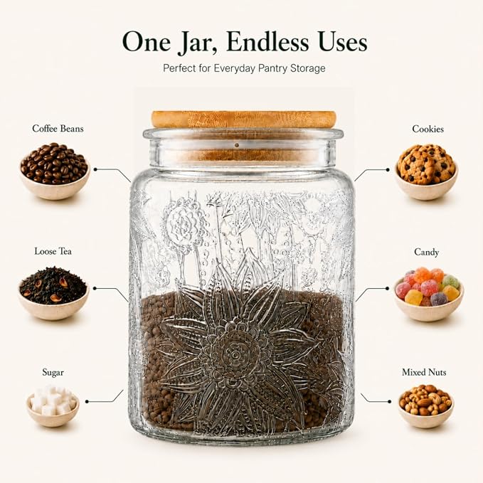 ANSQU Vintage Glass Jars Set Canister Airtight Storage Jar Container - Image 5