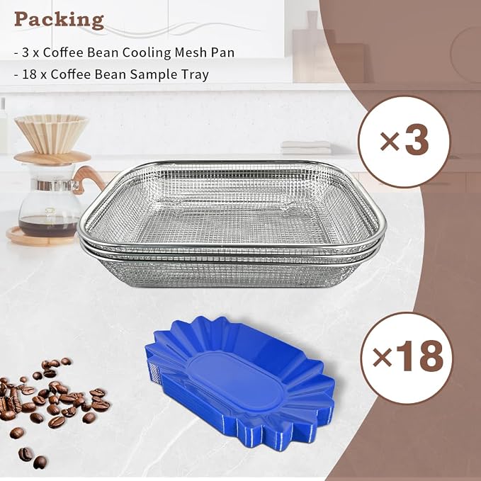 CAFEMASY 3 Pack Stainless Steel Coffee Roasting Cooling Mesh Pan Tray - Image 2