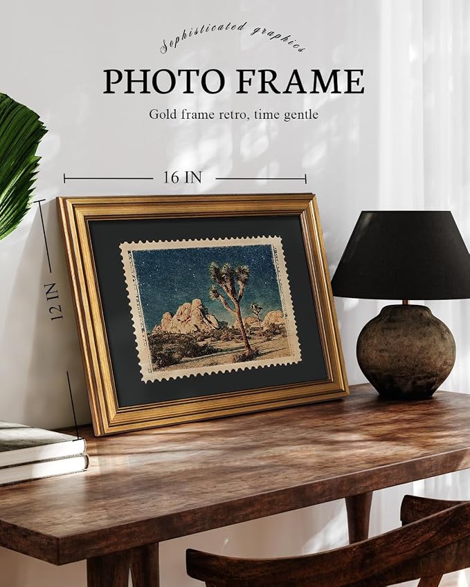 VIYYIEA Gold Framed Art Prints, Desert Joshua Tree Vintage Art Painting - Image 3