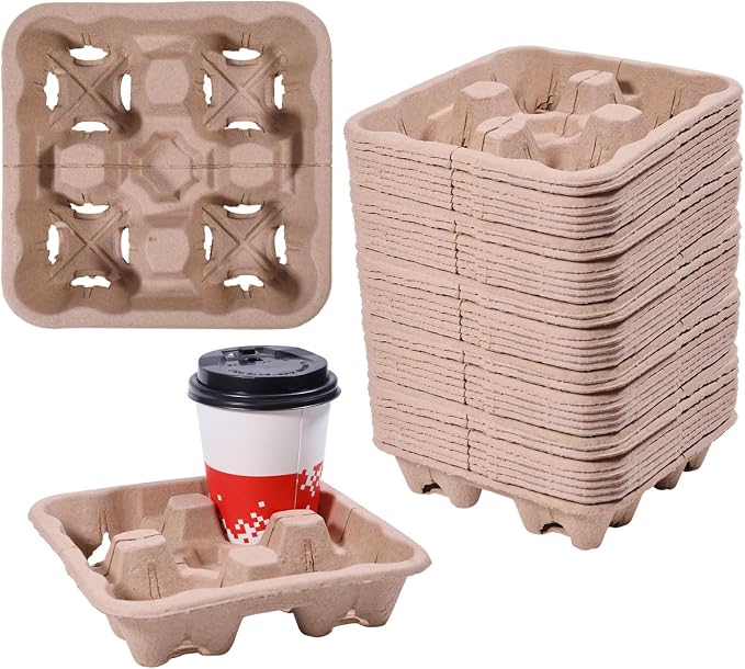 CHGCRAFT 30 Pcs 4 Cup Drink Carrier Drink Cup Holder Coffee Take Out Trays by chgcraft