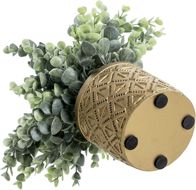 MyGift Artificial Eucalyptus Plant in Modern Gray Concrete Pots - Image 6