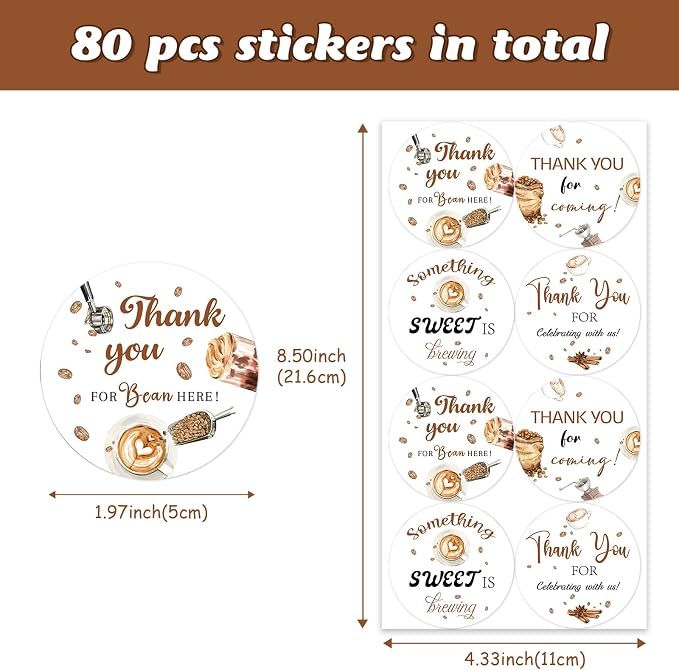 80Pcs Something Sweet is Brewing Stickers Thanks - Image 5
