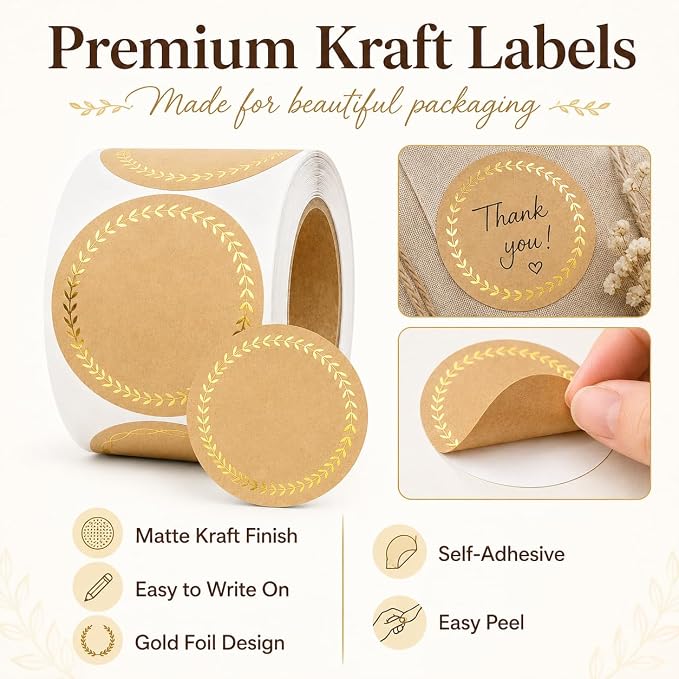 IBAKE 500 Kraft Canning Labels, 2 Inch Round Sticker Labels, Round Labels - Image 4