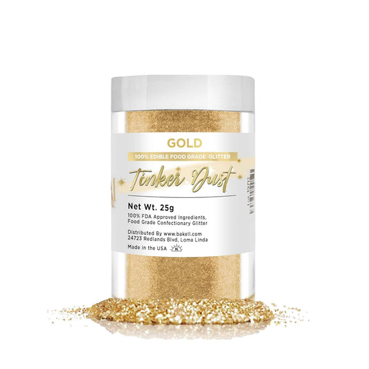 Bakell - Gold Tinker Dust Edible Glitter (25g, 1x Jar) for Food, Desserts, and Beverages!