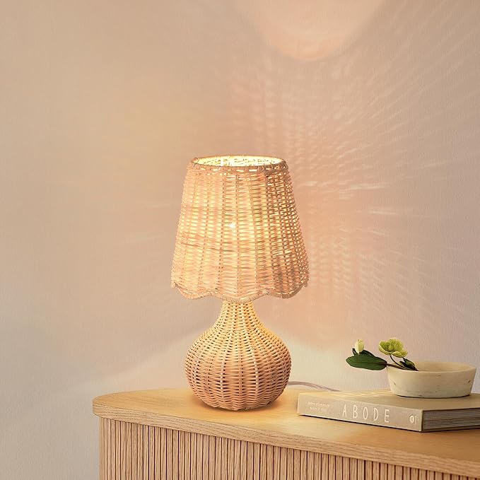 Ziqqeelam Rattan Small Bedside Table Lamp by Unknown