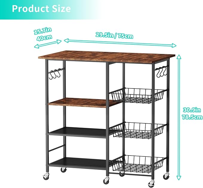 HapiRm Rolling Kitchen Microwave Cart - Image 9