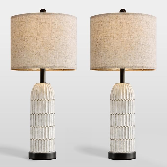 OYEARS 26.5" Bedside Table Lamps Set of 2, Farmhouse Table Lamp - Image 9