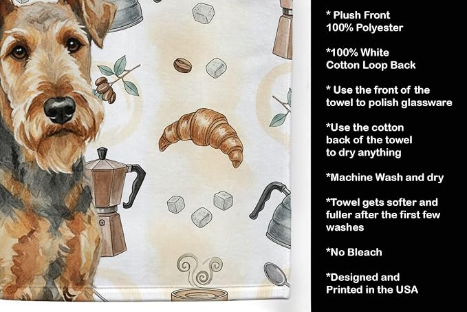 Caroline's Treasures Grizzle Airedale Terrier Coffee Bar Kitchen Towel Velour - Image 4