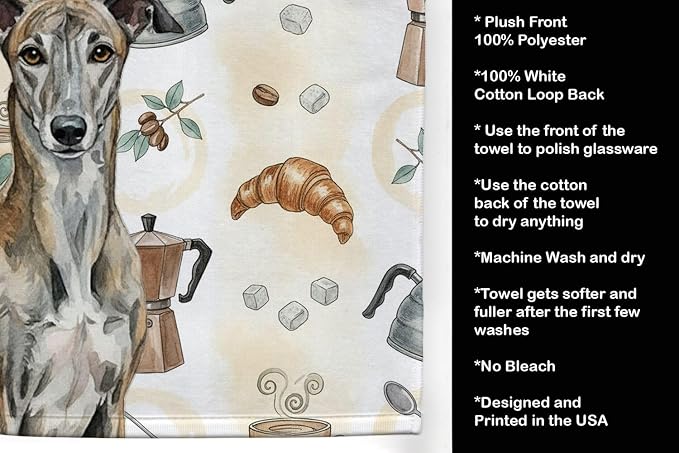 Caroline's Treasures Brindle Greyhound Coffee Bar Kitchen Towel Velour Plush - Image 4