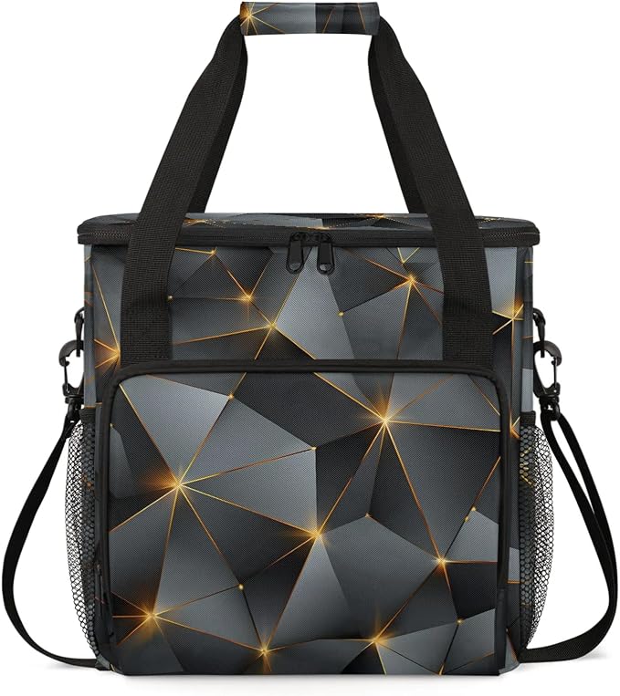 Black Coffee Maker Travel Bag, Modern Mid Century Abstract Geometric Insulated by Home