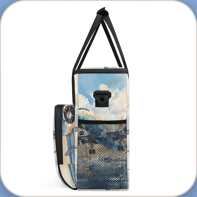 Airplane Retro Coffee Maker Carring Bag, Large Insulated Storage Organizer Case - Image 4