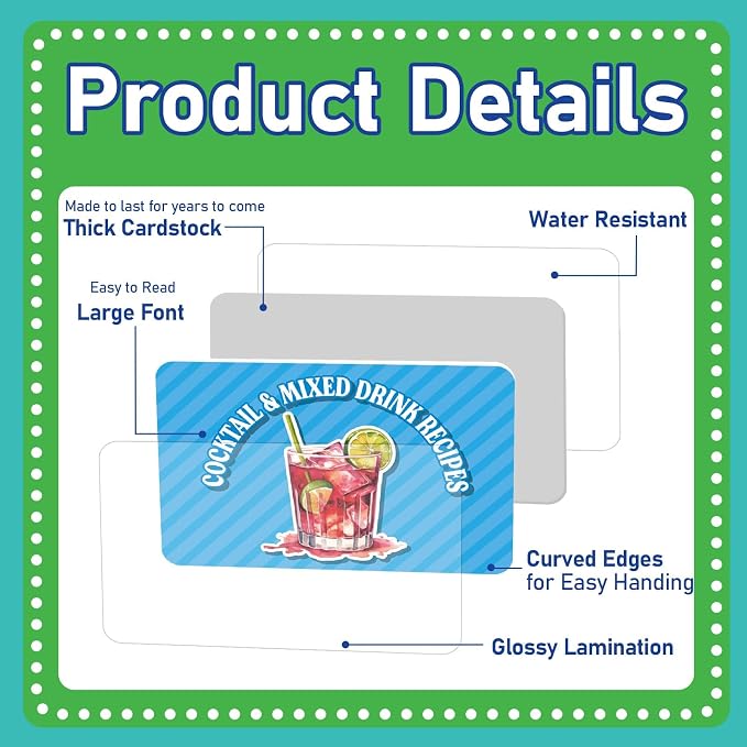 gisgfim 100Pcs Mixed Juice Recipes Flash Cards Bartender Recipe Cards Step by - Image 3