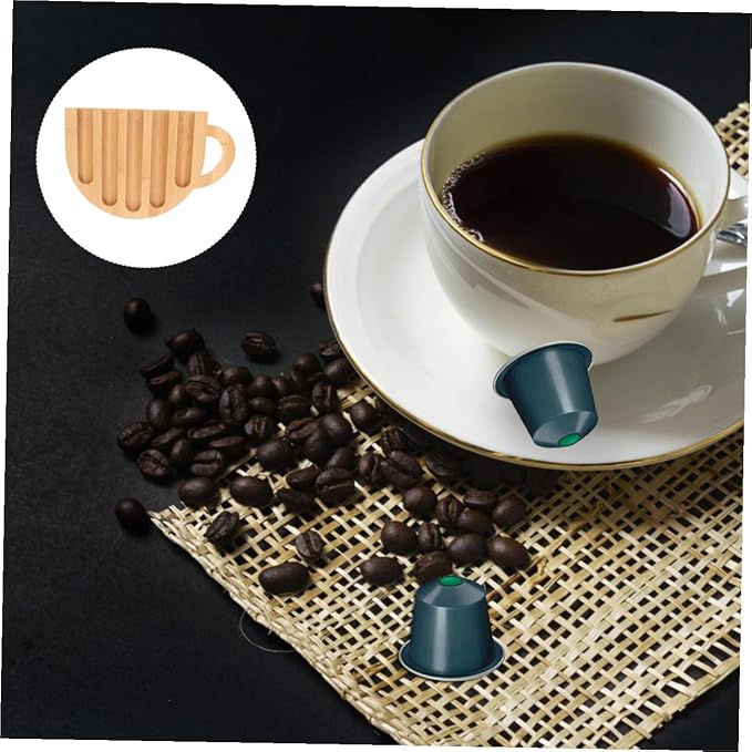 Toyvian Wooden Coffee Capsule Container Mug-shaped Pod Holder Stand Rustic - Image 3