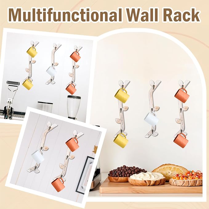 3 Pack Wood Coffee Mug Wall Rack - Image 4