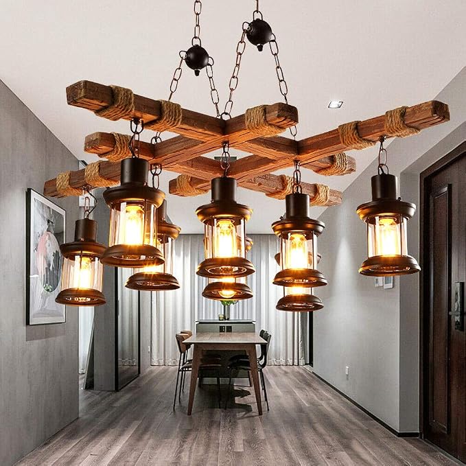 Farmhouse Pendant Light Chandelier Farmhouse Wooden Hanging Island Lighting - Image 2