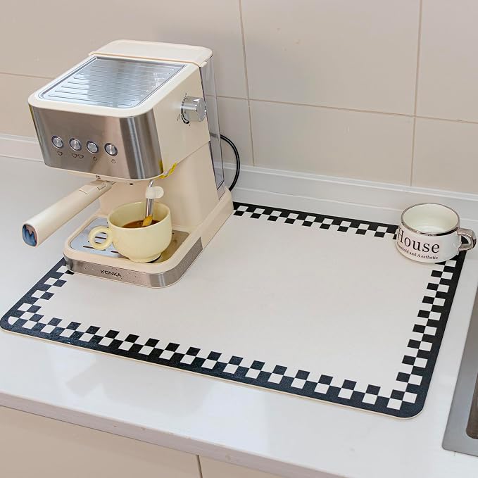 Drying Mat Kitchen Counter 24''x16'' Non-slip Coffee Mat Dish Drying Mat Fits by MelayRug
