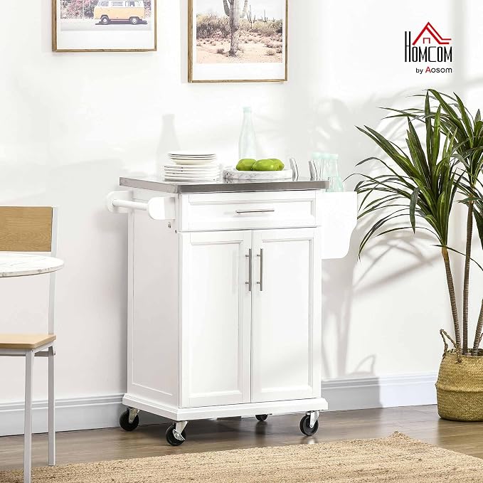 HOMCOM Kitchen Island on Wheels, Rolling Kitchen Cart - Image 2