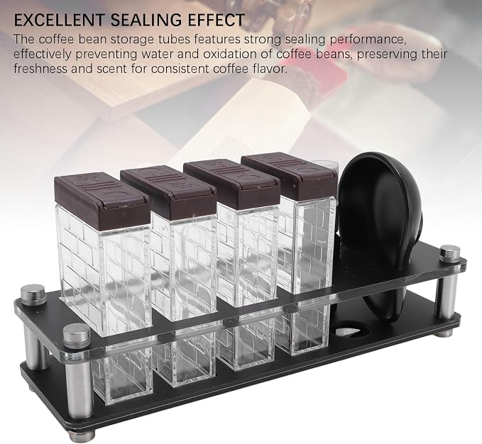 Coffee Bean Storage Rack with Dispenser Cup and Spray Bottle - Image 2