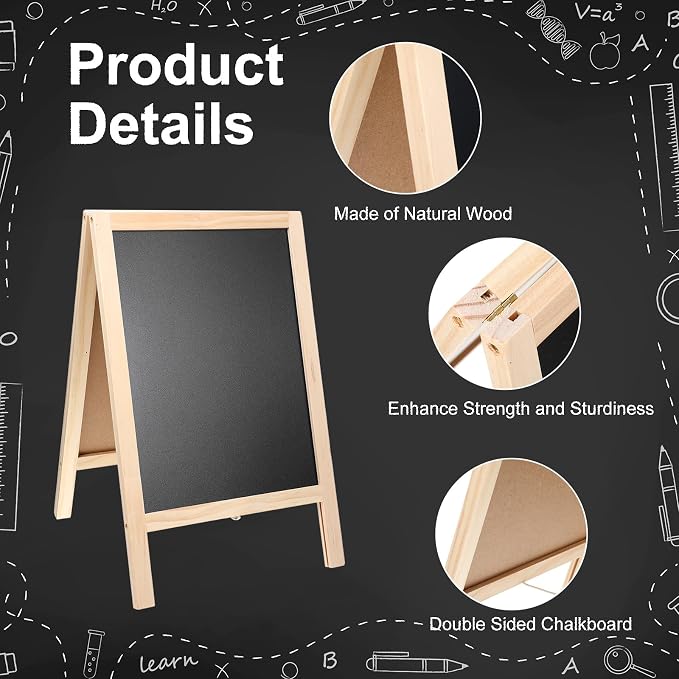 2 Pcs 15.7 x 9.8 Inch Small Chalkboard Signs Chalkboard Easel Tabletop Menu - Image 3