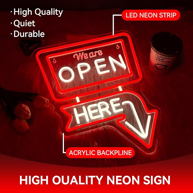 ineonlife We Are Open Here Neon Sign Red Neon Signs - Image 3