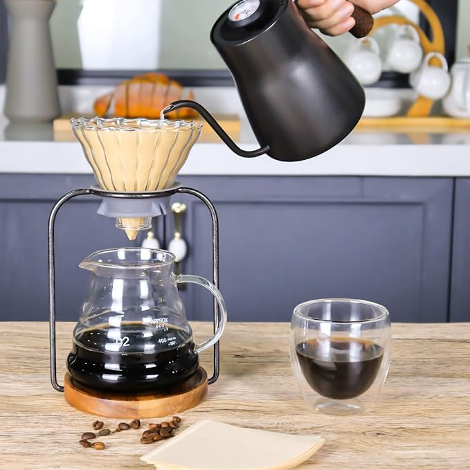 SOTECH Pour Over Coffee Dripper Set, Filter Holder Glass Server - Image 3